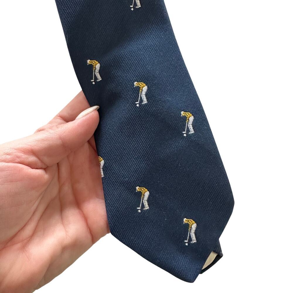Vintage Emilio Ferrara Navy Blue Golf Classic Tie Made in Italy Novelty Golfer